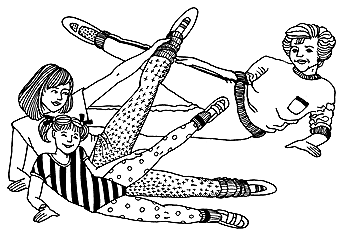 family doing leg lifts together