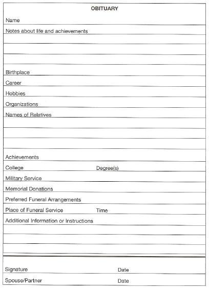 Obituary Form