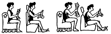 figures sitting with right and wrong posture